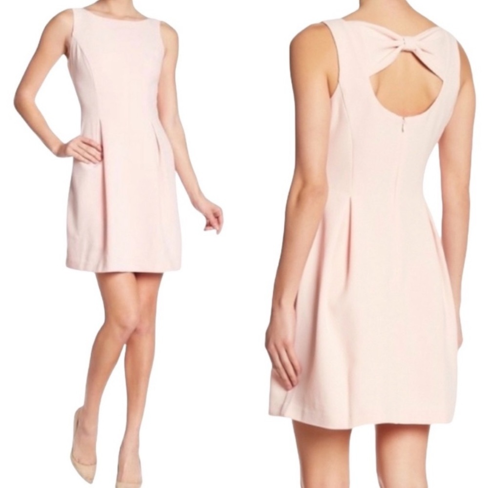 VINCE CAMUTO Blush Pink Mini Sheath Dress Bow Back Size 8